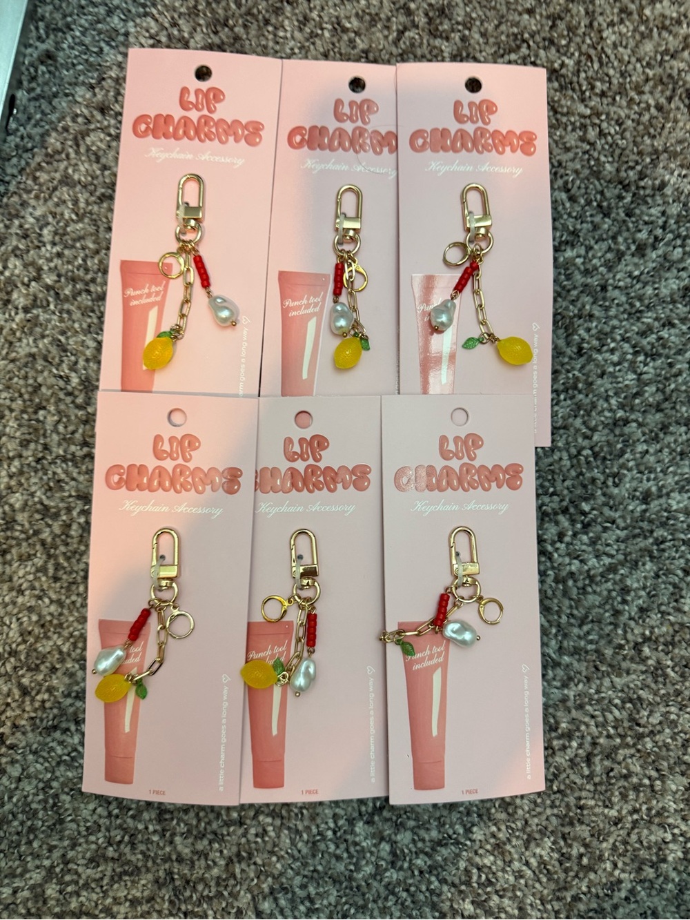 Target Gold-Tone Keychain with Yellow Lemon and Pearl Charms
